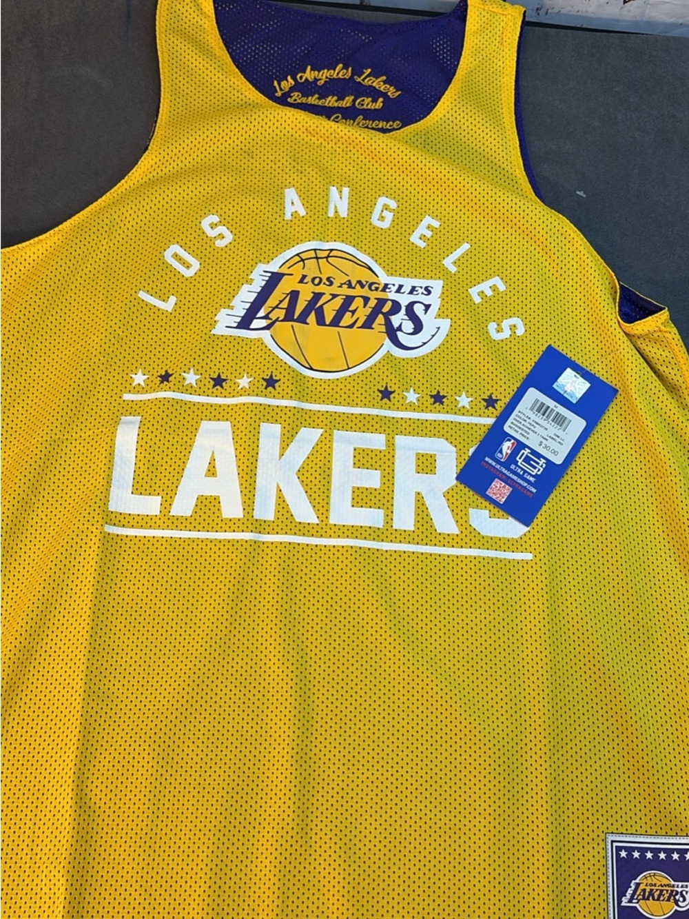 NBA Los Angeles Purple & Yellow Mesh Team Jersey - Picture 7 of 12